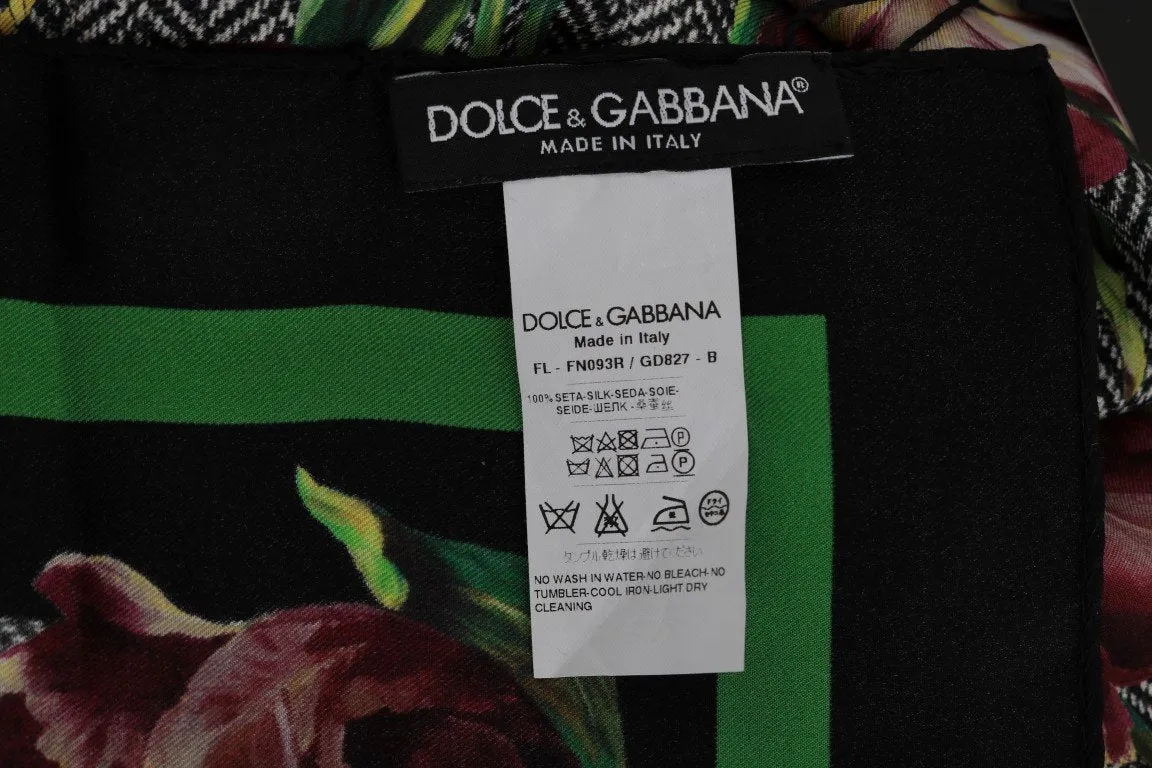 Purple Tulip Print Silk Scarf