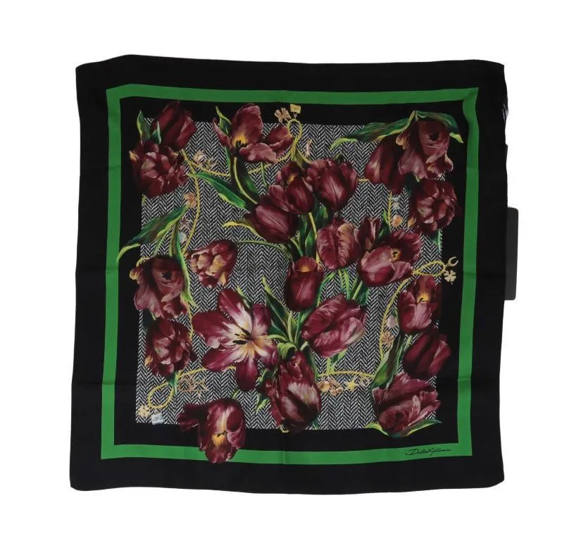 Purple Tulip Print Silk Scarf