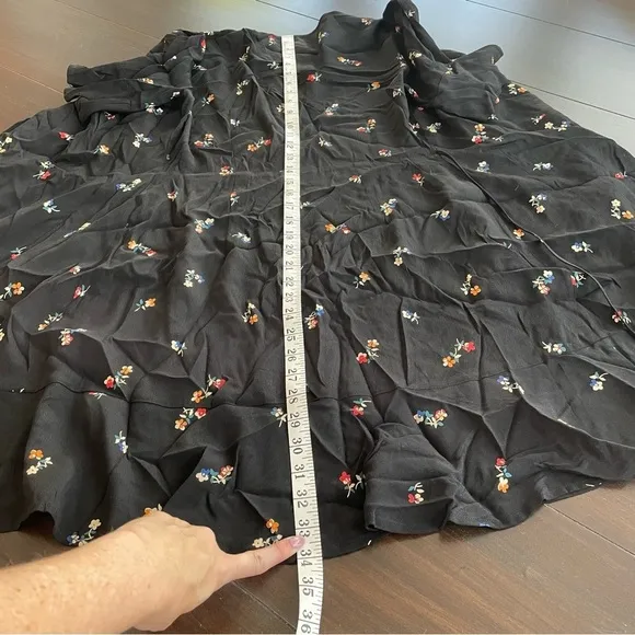 Rails Amiee Kyoto Floral Wrap Dress Black Medium 3/4 Flutter sleeve
