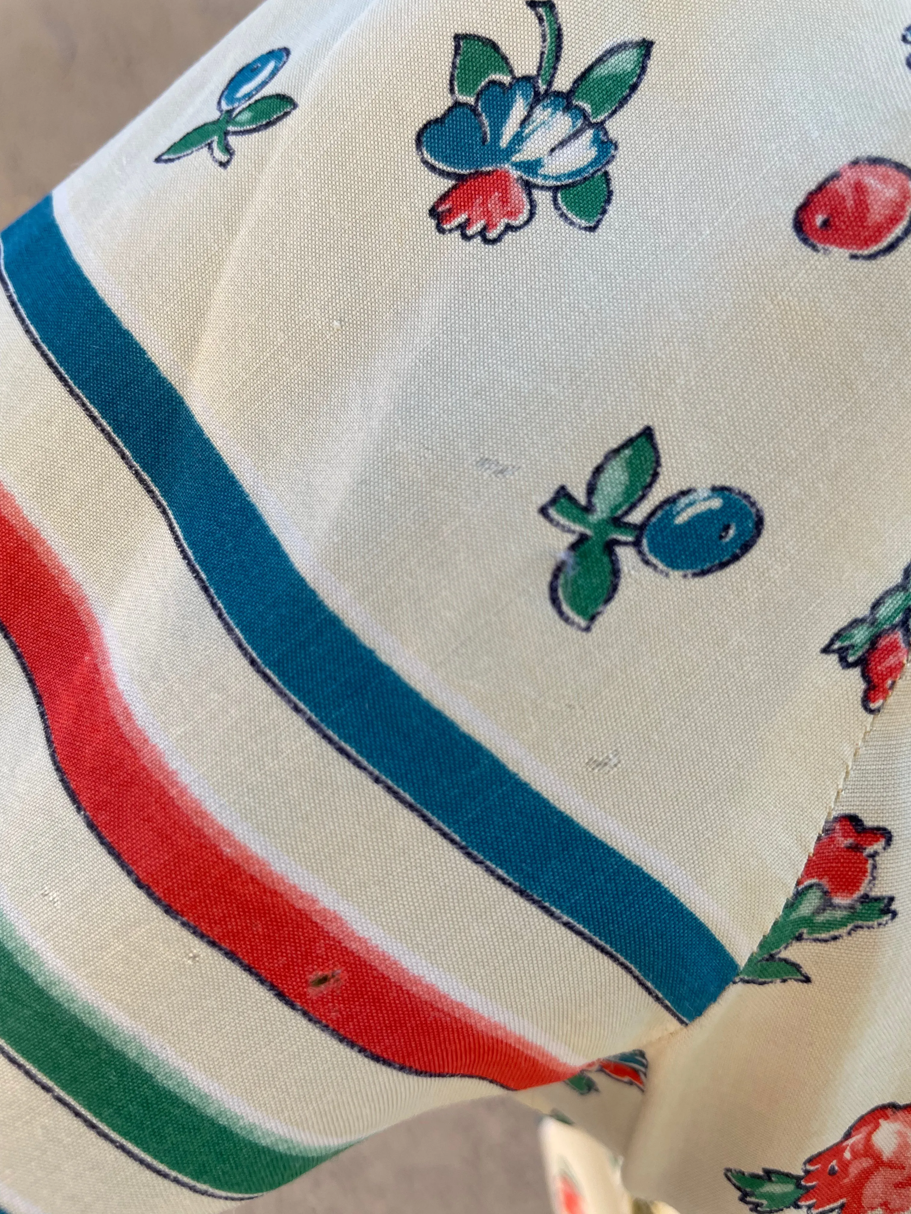 RARE 1940s 'Gay Gibson' Multi Color Chevron Striped Floral Rayon Dress