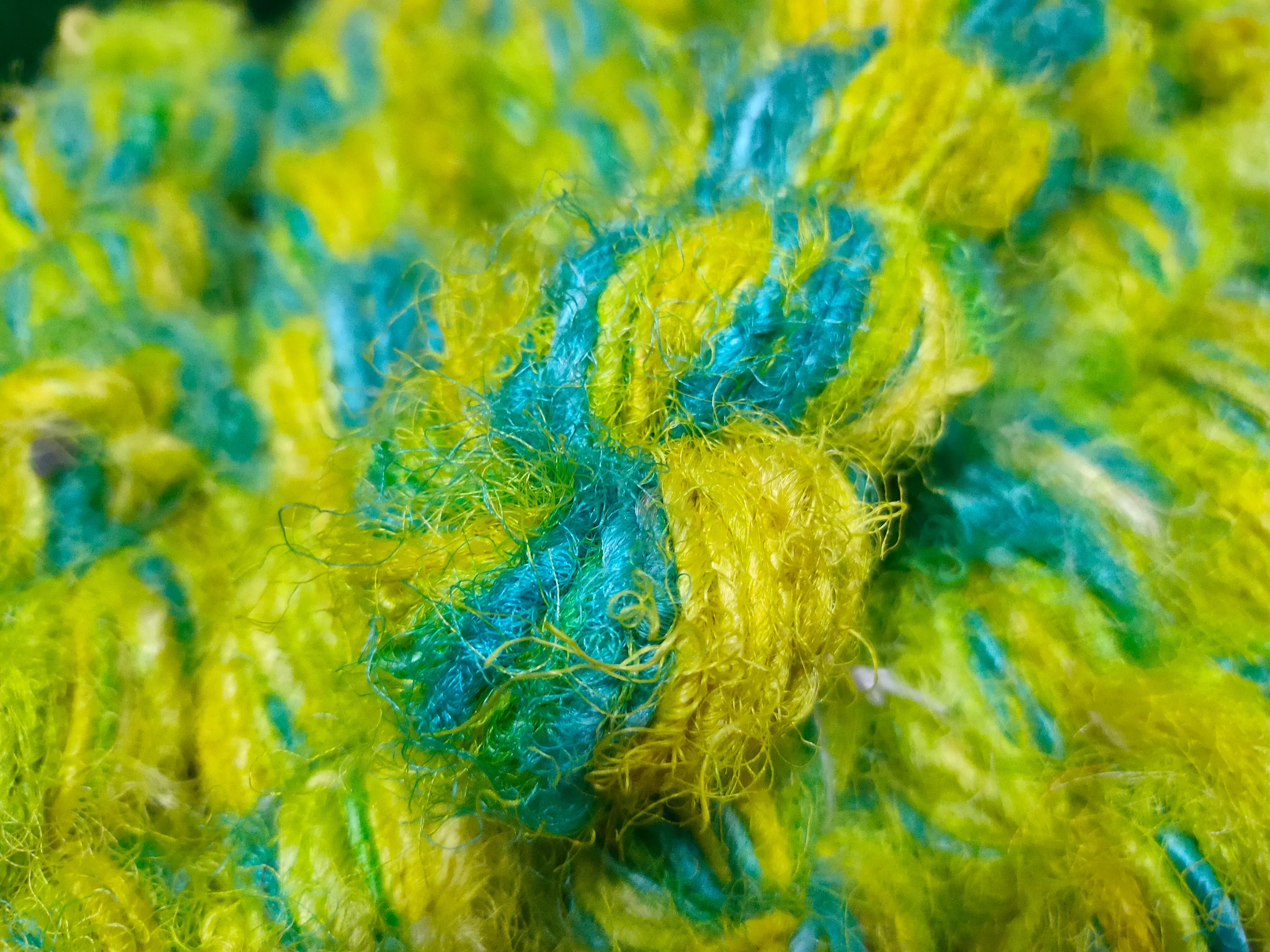 Recycled Sari Silk Yarn - Lemon Blue