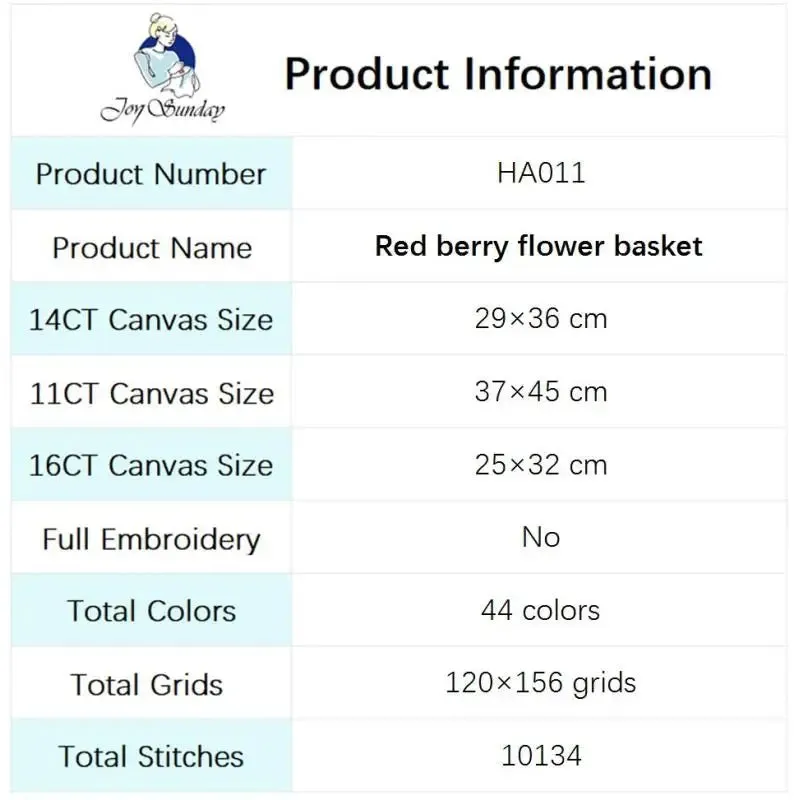 Red Berry Flower Basket Floral Pattern Cross Stitch 14CT