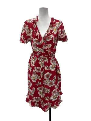 Red Floral Wrap Dress