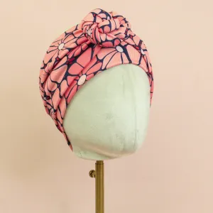 Retro Pink Flower Wrap Headband