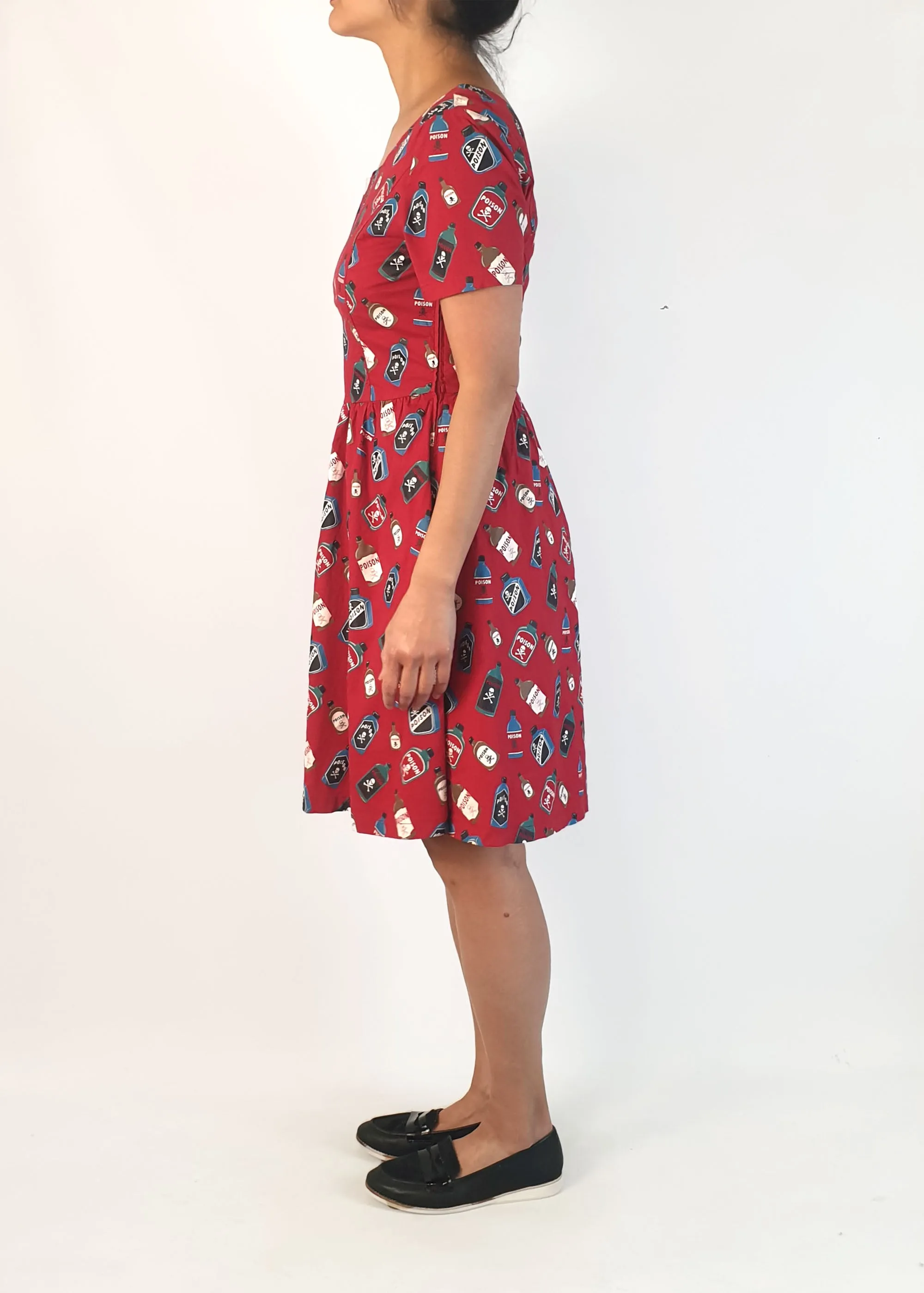 Revival red poison bottle print dress size 10