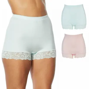 Rhonda Shear 2 Pack Smooth Pin Up Panties With Lace Trim Pink/ Mint Medium