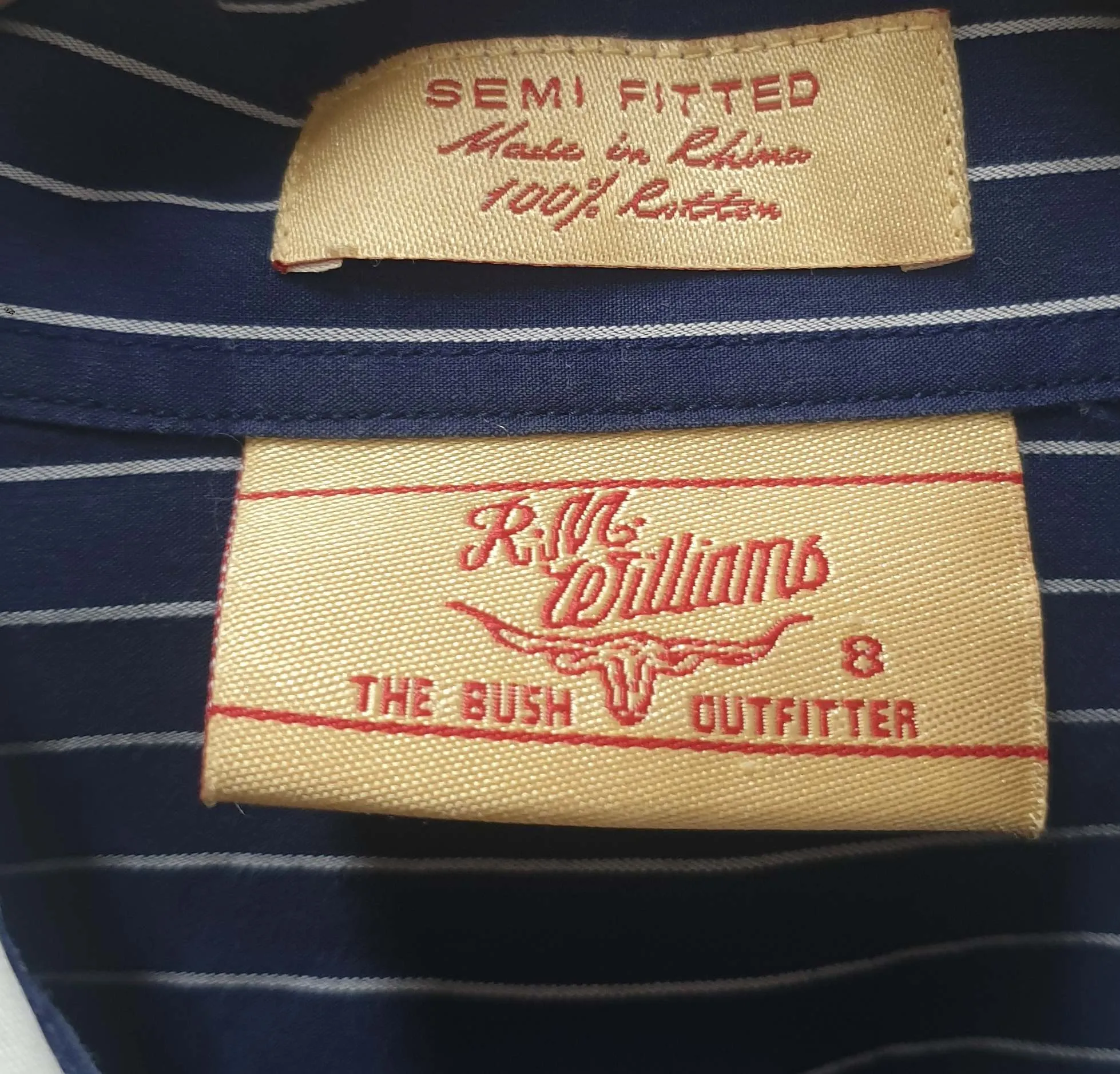 R.M.Willaims blue and white pinstripe shirt dress size 8