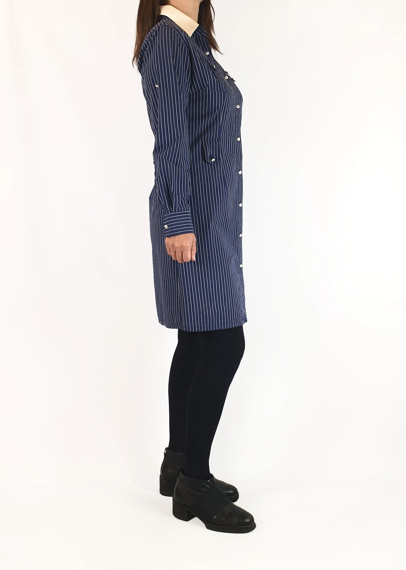R.M.Willaims blue and white pinstripe shirt dress size 8