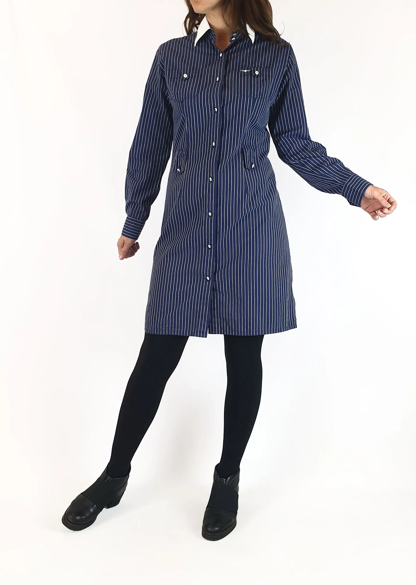 R.M.Willaims blue and white pinstripe shirt dress size 8