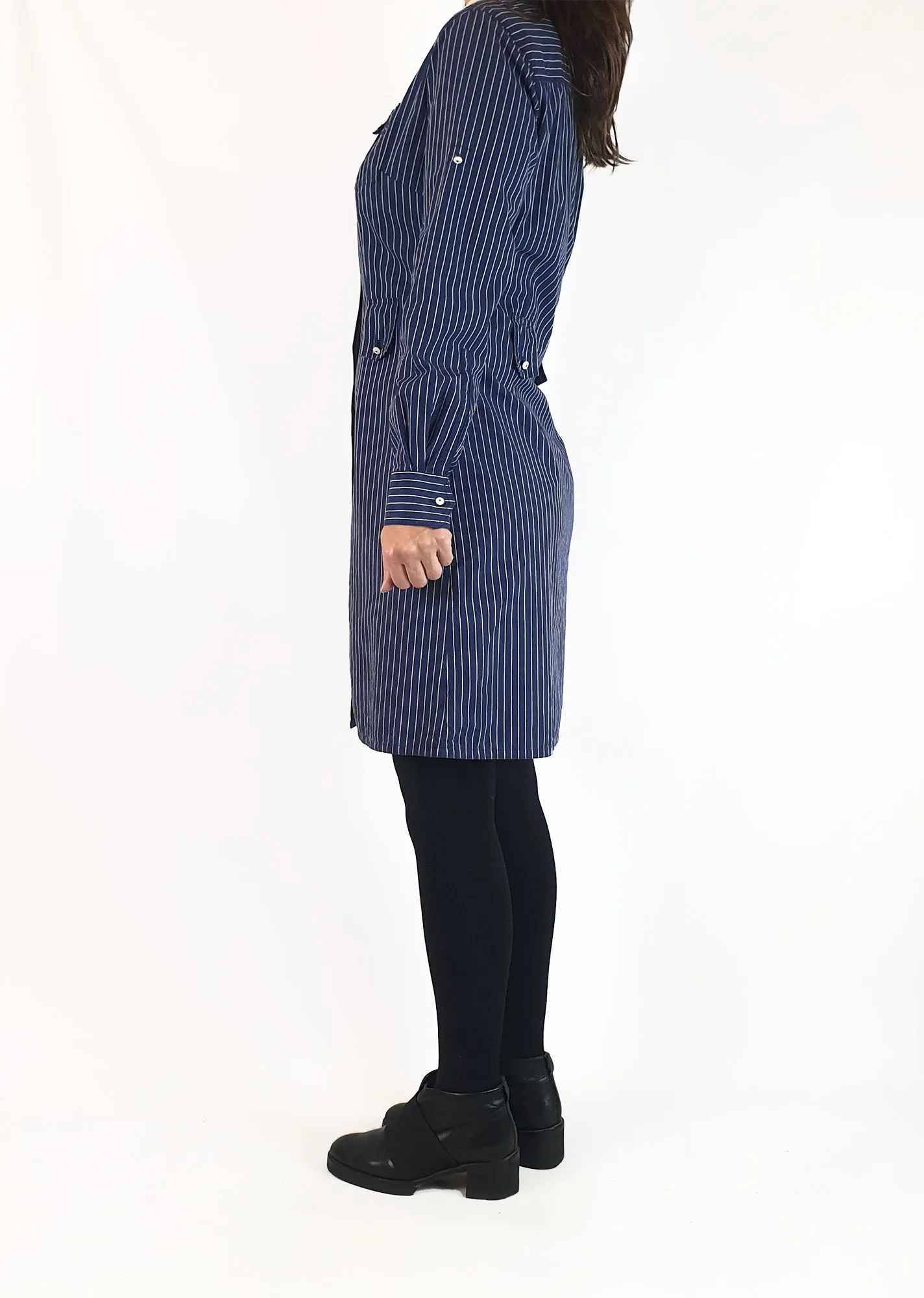 R.M.Willaims blue and white pinstripe shirt dress size 8