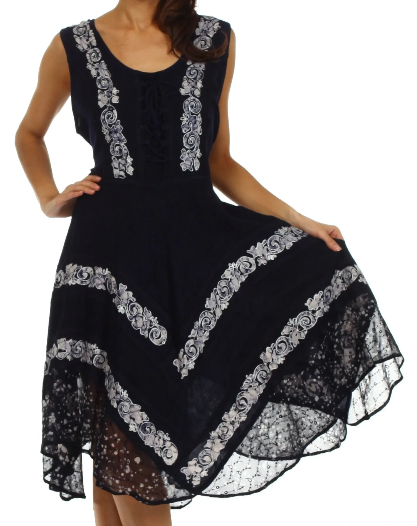 Sakkas Briar Rose Batik Corset Style Dress