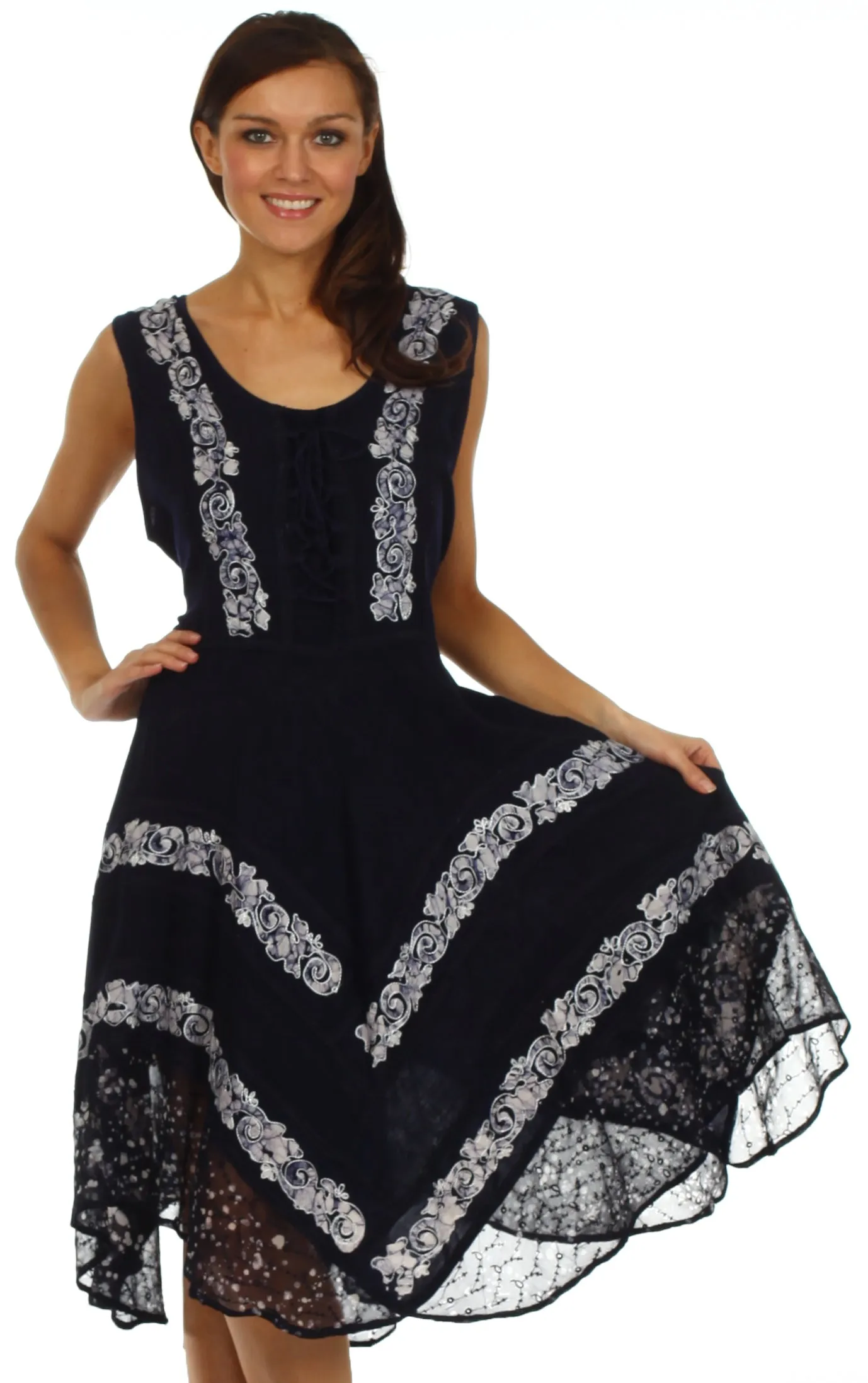 Sakkas Briar Rose Batik Corset Style Dress