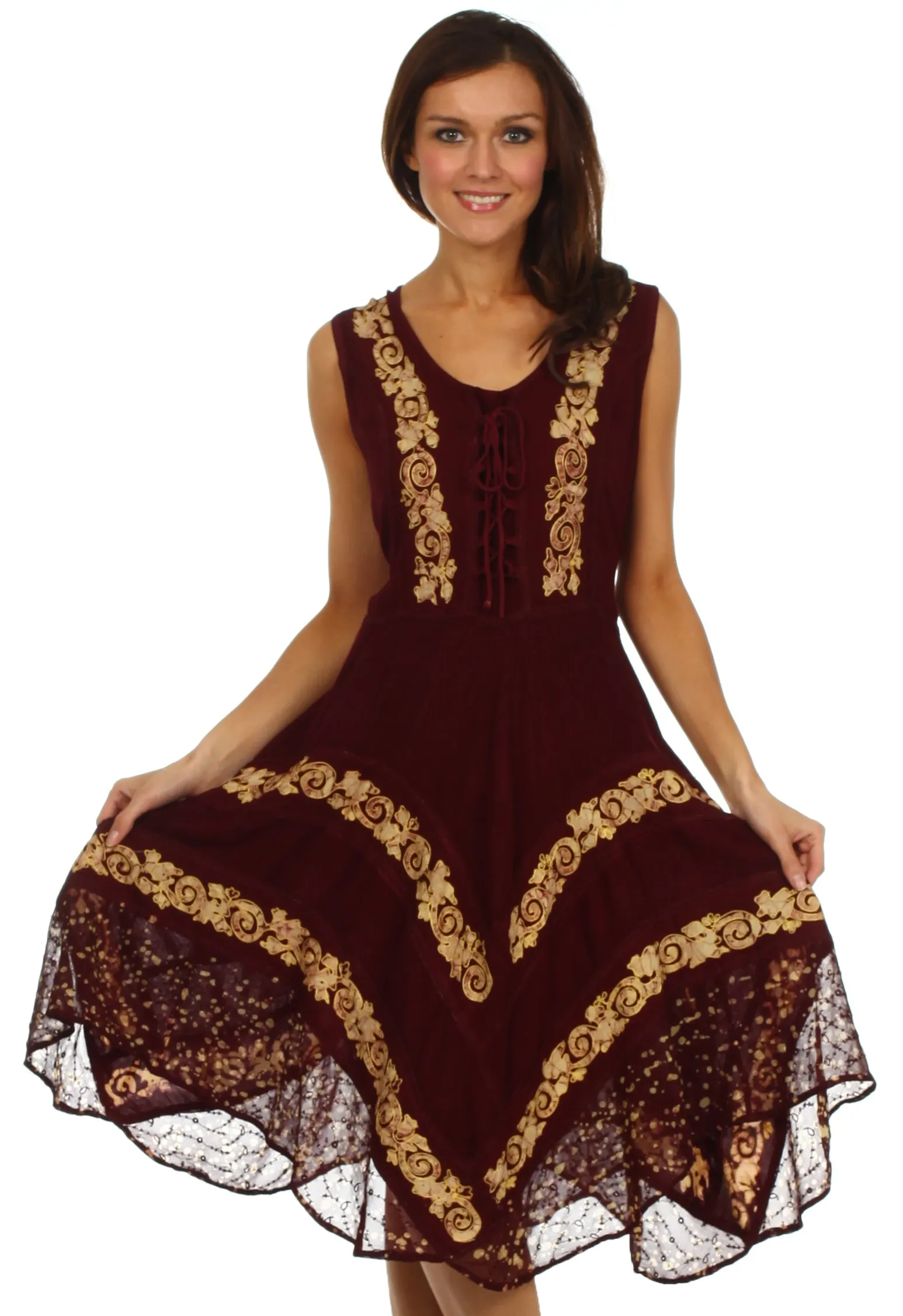 Sakkas Briar Rose Batik Corset Style Dress