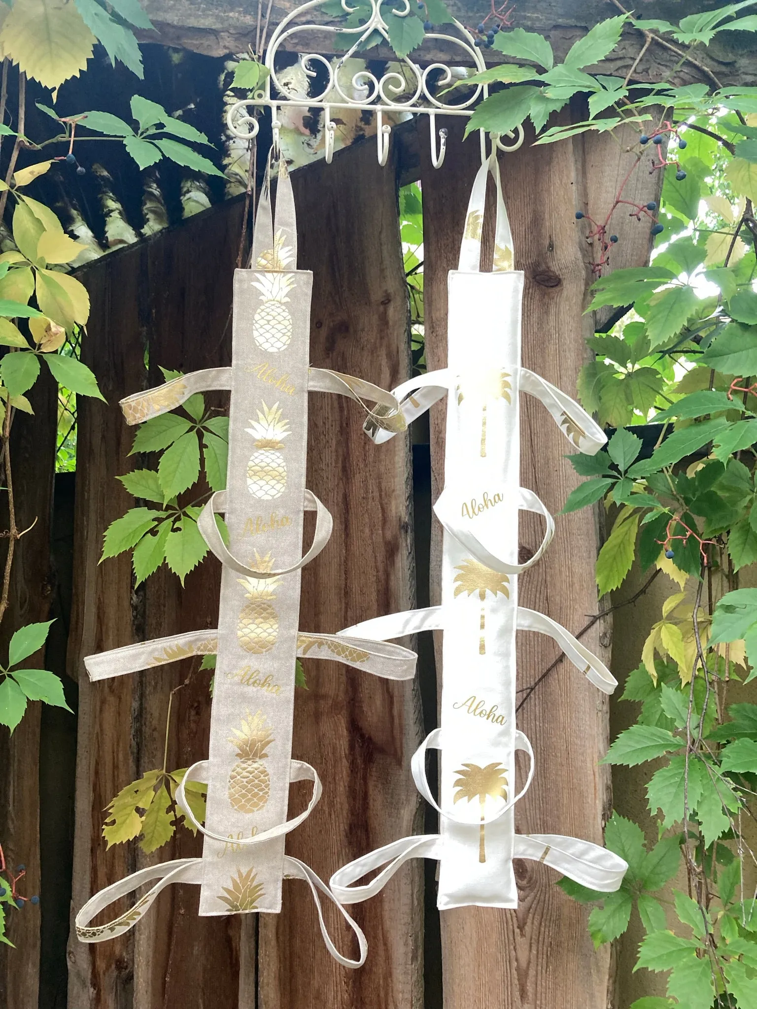 SCARF HOLDER - white Palmtrees   Aloha