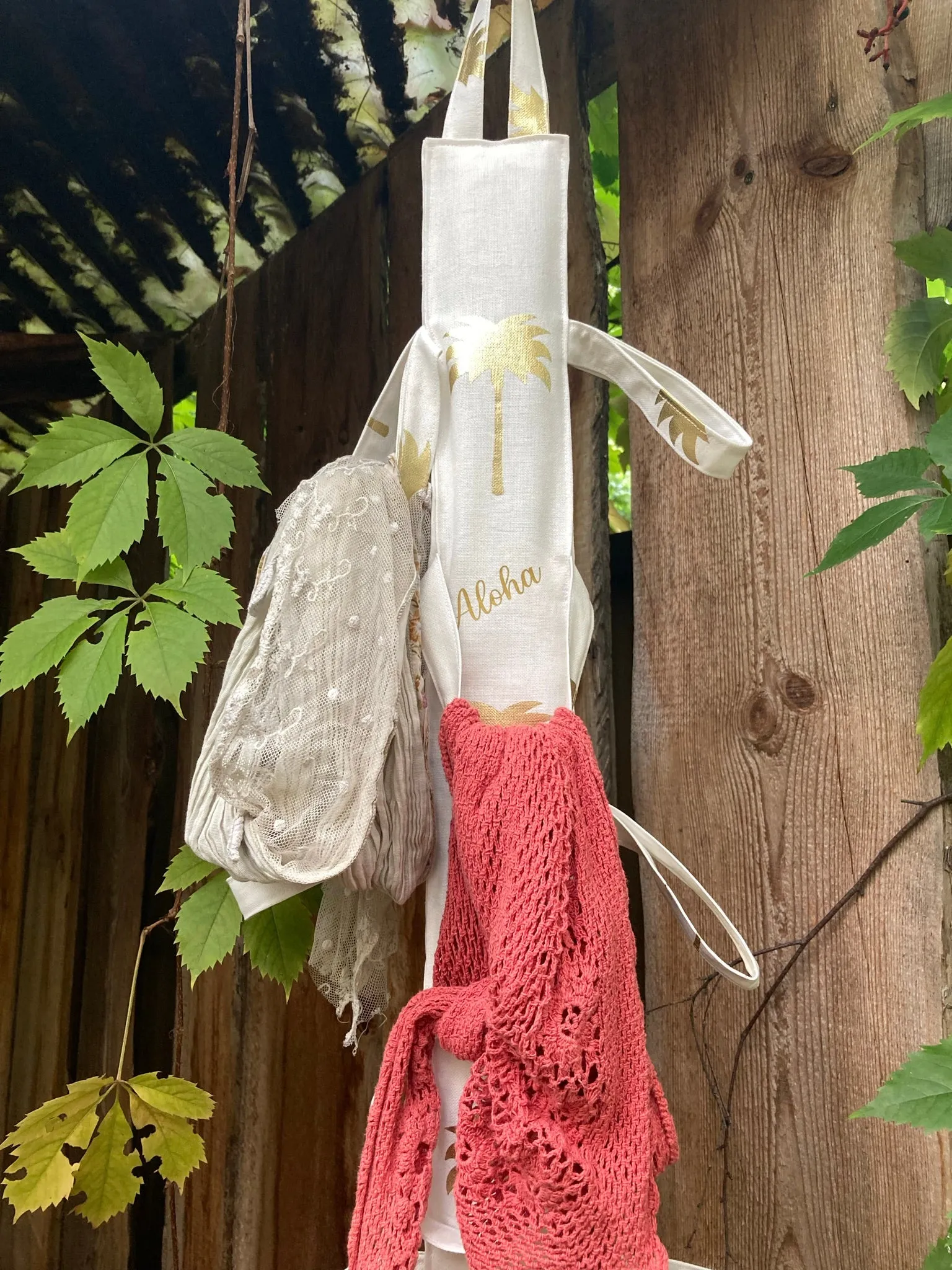 SCARF HOLDER - white Palmtrees   Aloha