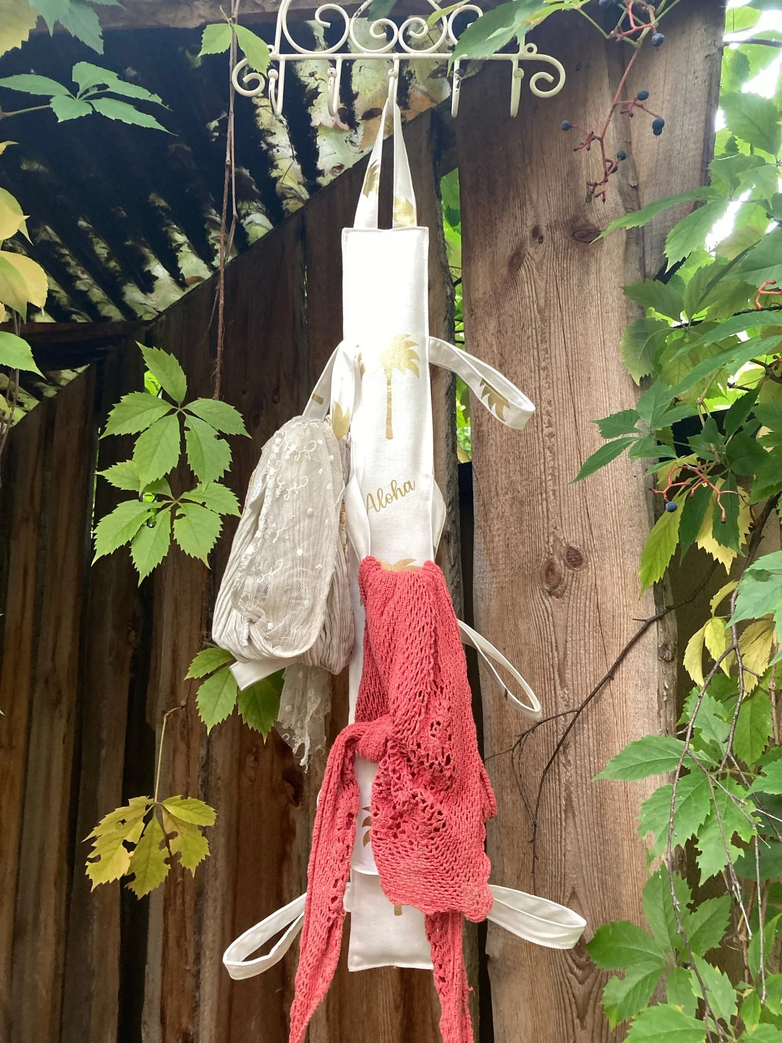 SCARF HOLDER - white Palmtrees   Aloha