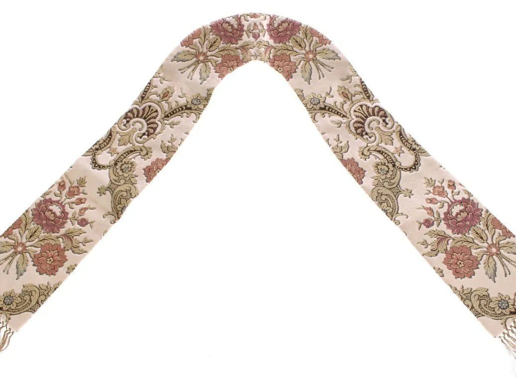 Scarf Men's Beige Silk Necktie Baroque Pattern