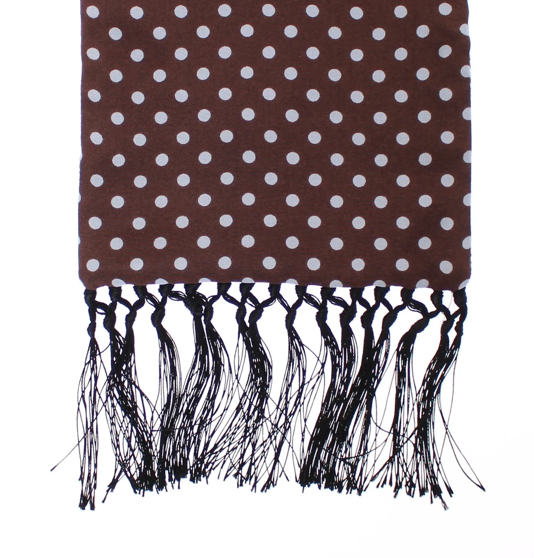 Scarf Men's Brown Polka Dotted Silk Wool