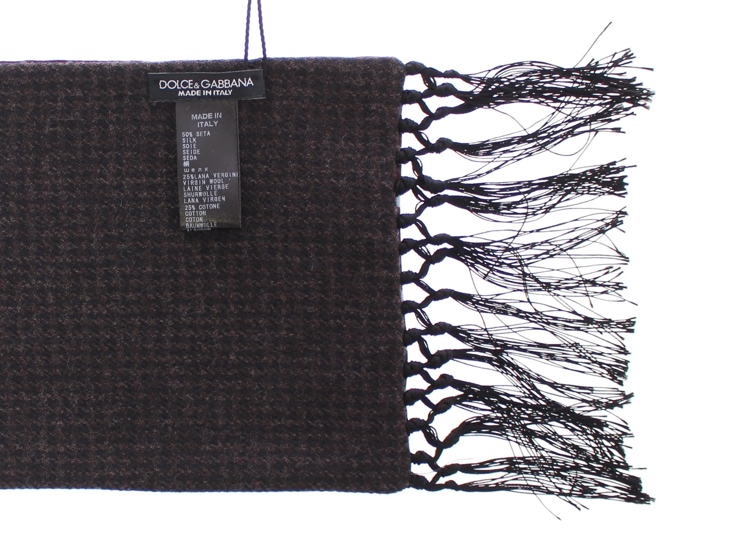 Scarf Men's Brown Polka Dotted Silk Wool