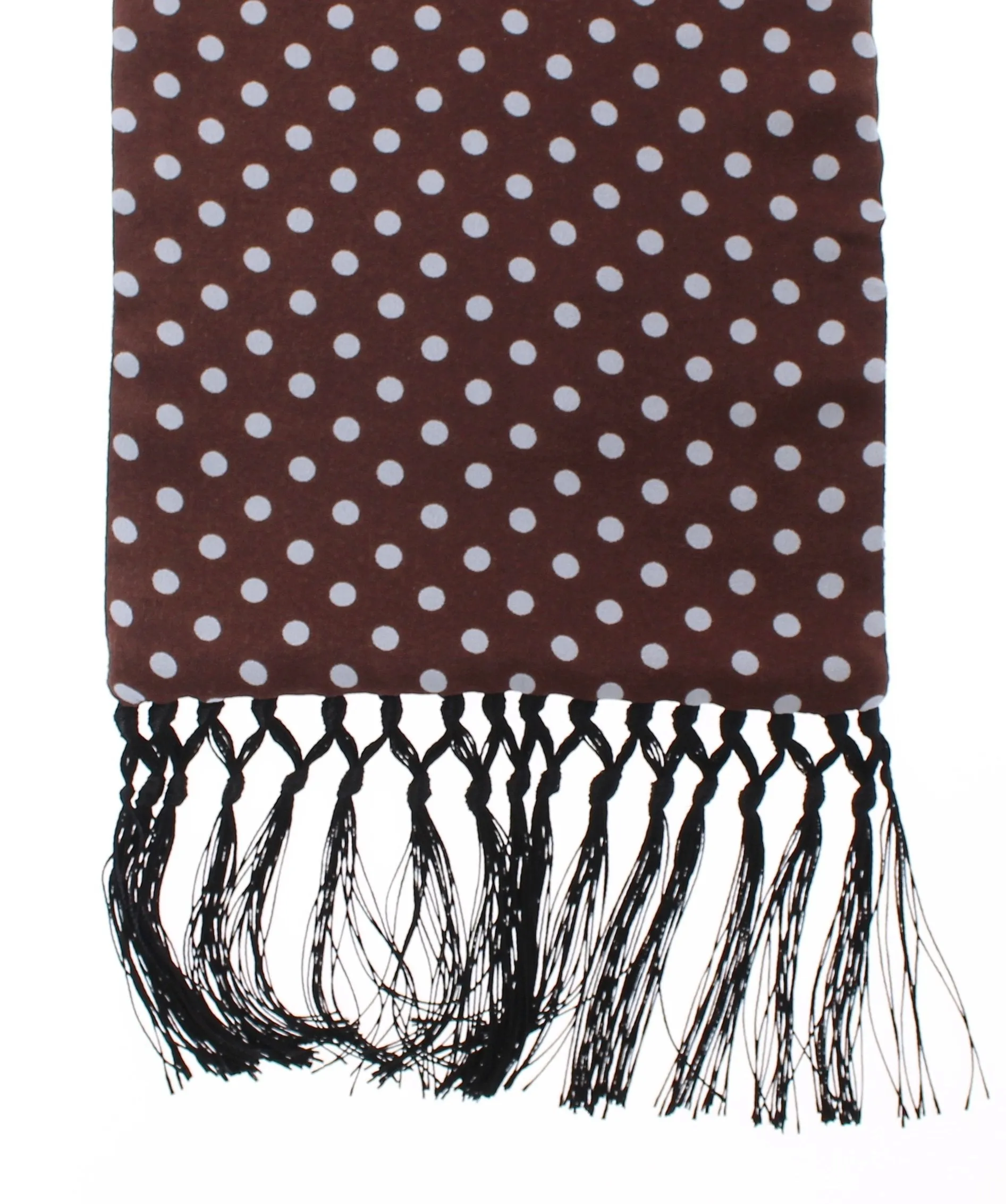 Scarf Men's Brown Polka Dotted Silk Wool