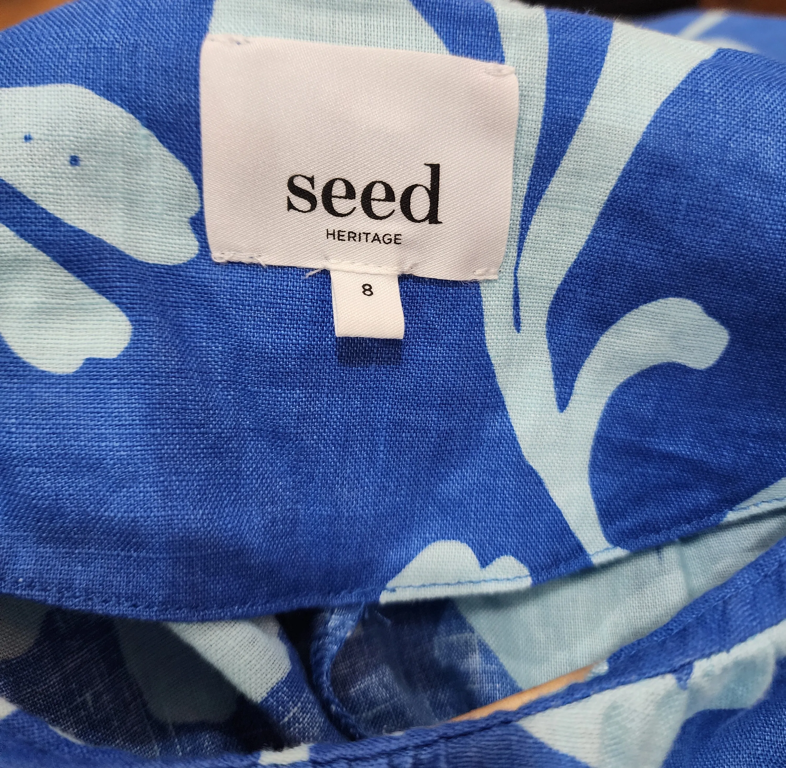 Seed blue linen oversize dress size 8