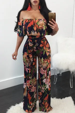 Serena Floral Print Jumpsuit Plus