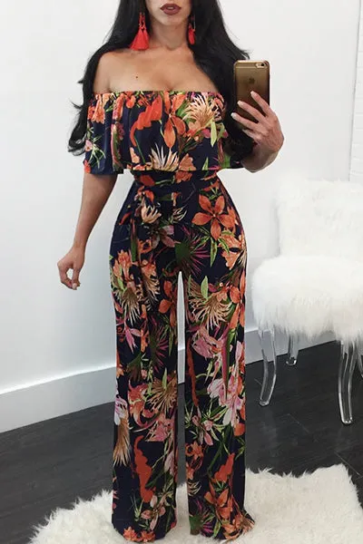 Serena Floral Print Jumpsuit Plus