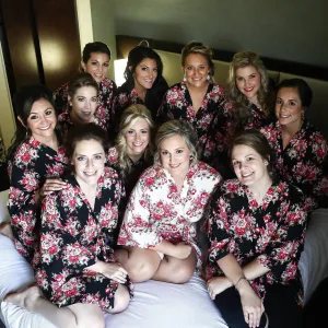 Set of 8 Bridesmaid Floral Robe, Bridesmaid Gift, Bridal Party Gift, Floral Kimono robe, Bridesmaid Cotton Robe, Cotton Floral Robe