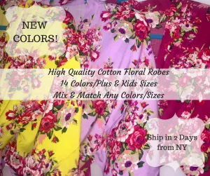 Set of 8 Bridesmaid Floral Robe, Bridesmaid Gift, Bridal Party Gift, Floral Kimono robe, Bridesmaid Cotton Robe, Cotton Floral Robe