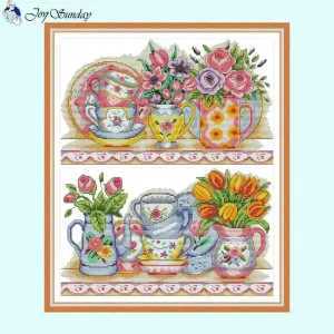 Shelf Flowers and Tea Service