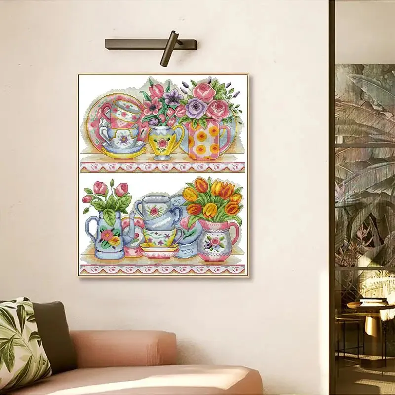 Shelf Flowers and Tea Service