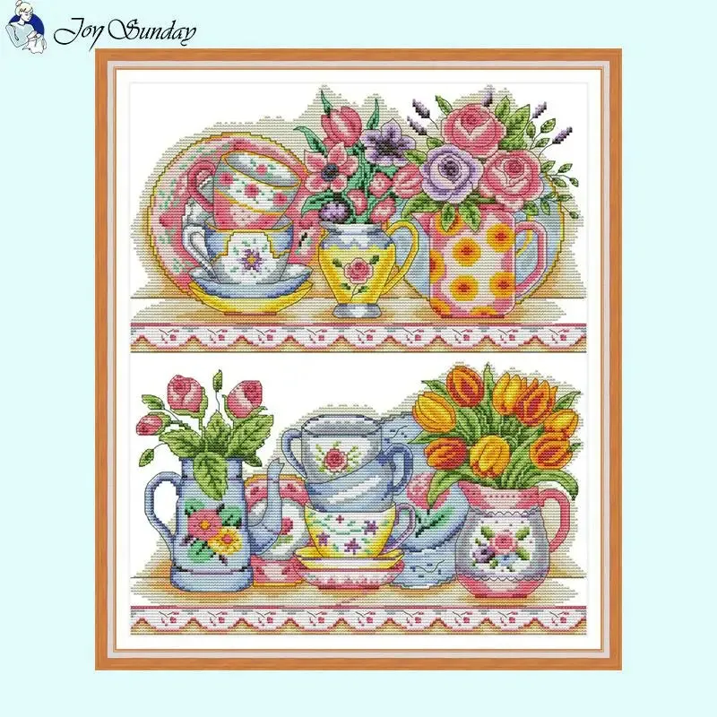 Shelf Flowers and Tea Service