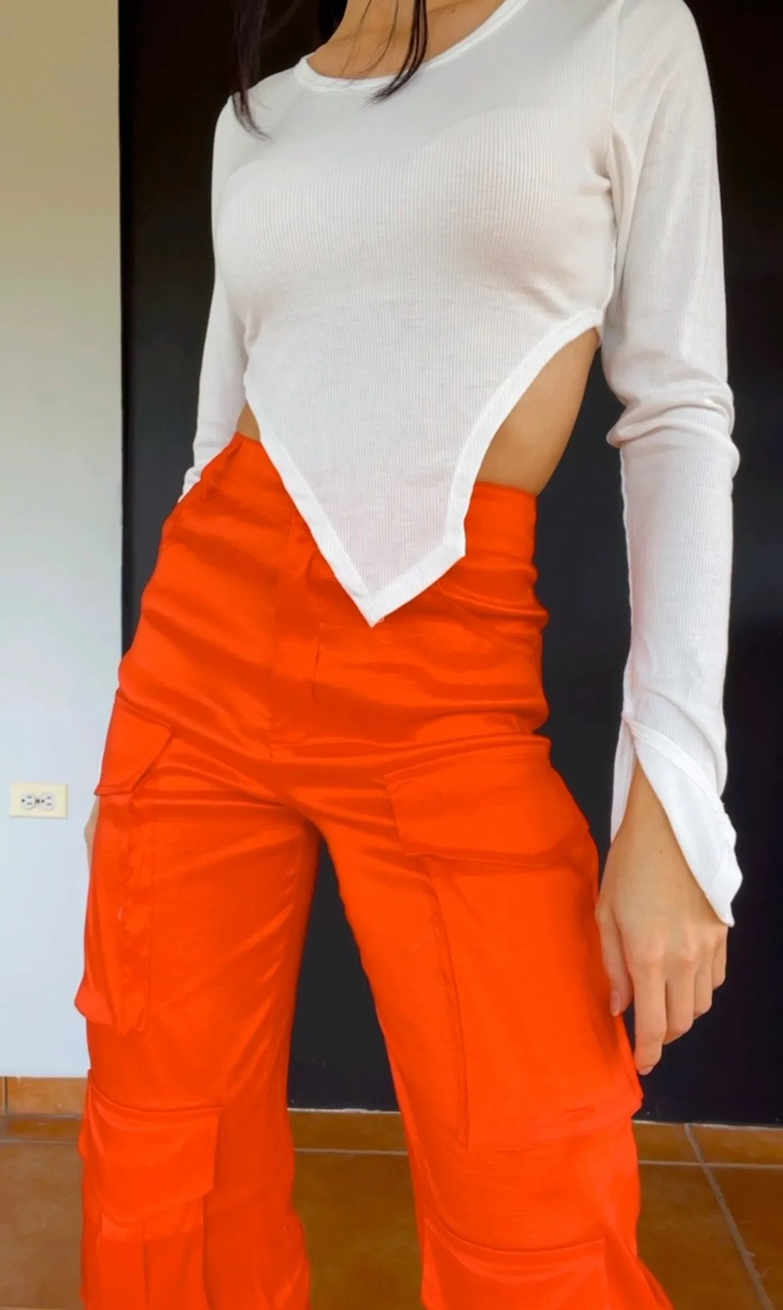 Shine Orange Cargo Pants