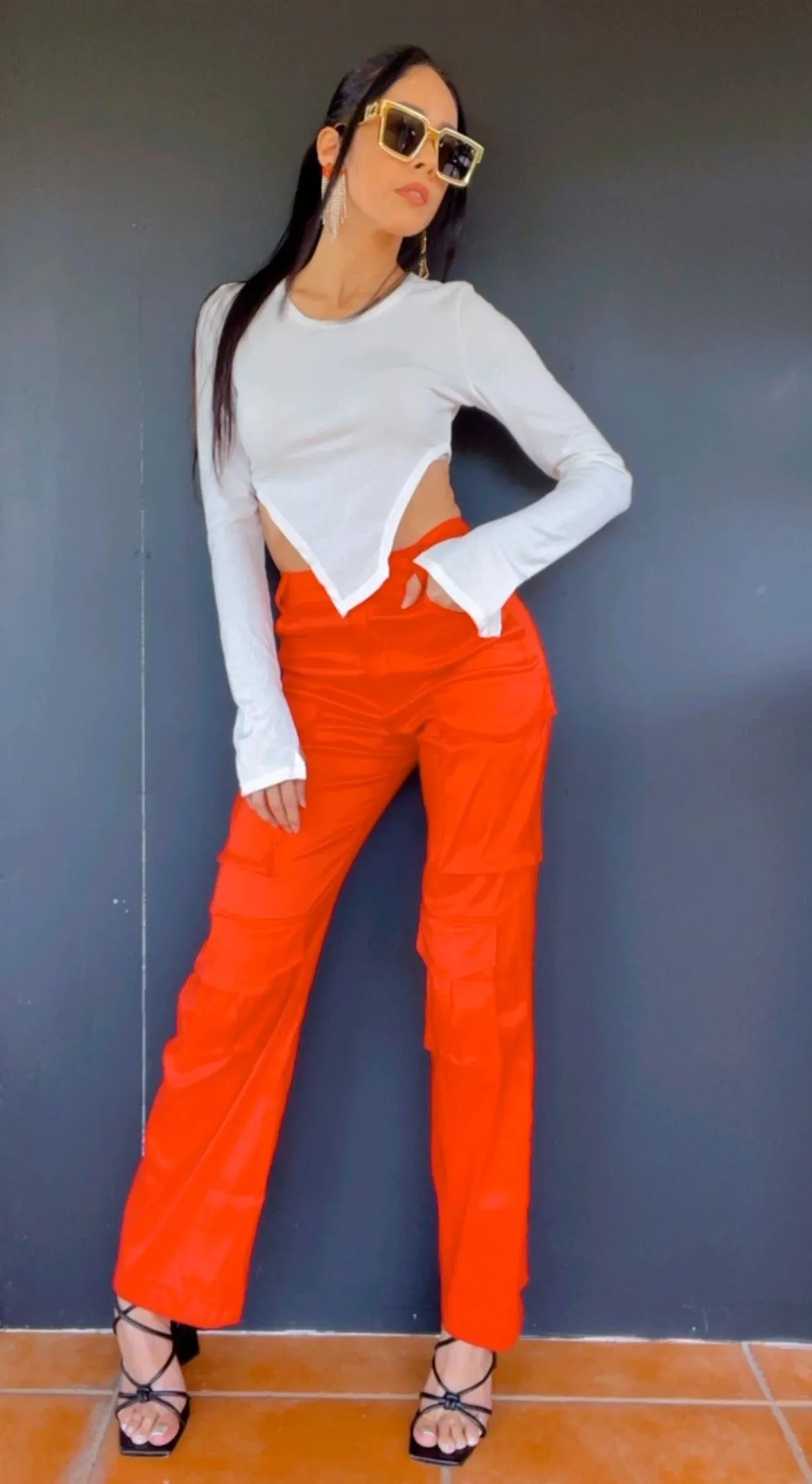 Shine Orange Cargo Pants