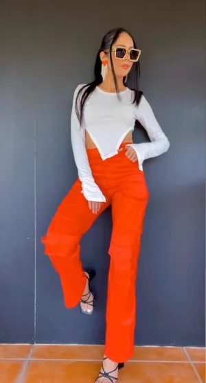 Shine Orange Cargo Pants