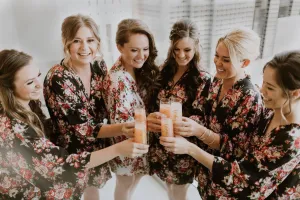 SHIP IN 2 DAYS Set of 5 Bridesmaids Robes, Floral Bridesmaids Robes, Cotton Bridesmaids Robes, Kimono Robes, Flower Girl & Plus Size Robes