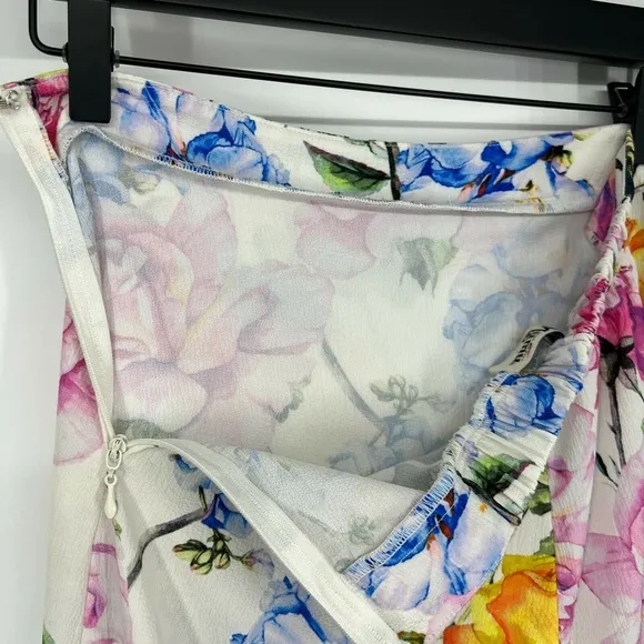 Show Me Your Mumu Skirt White Floral Faux Wrap Midi