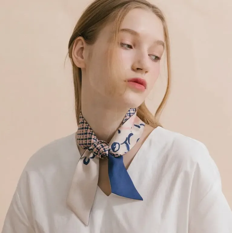 Silk Pattern Skinny Scarf