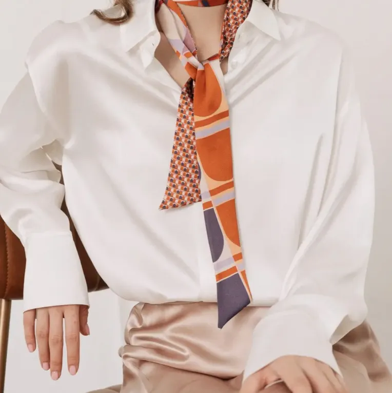 Silk Pattern Skinny Scarf