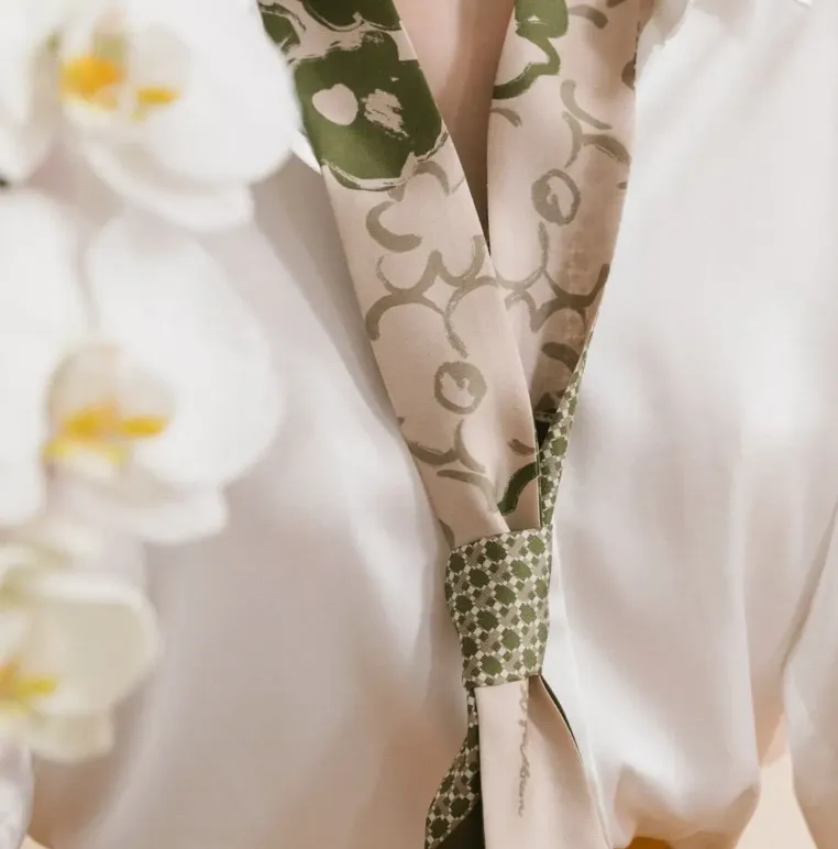 Silk Pattern Skinny Scarf