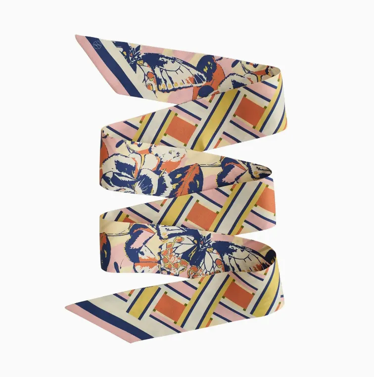 Silk Pattern Skinny Scarf