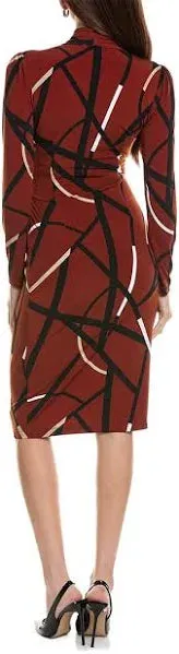 Silky Knit Abstract Print Wrap Dress 243319