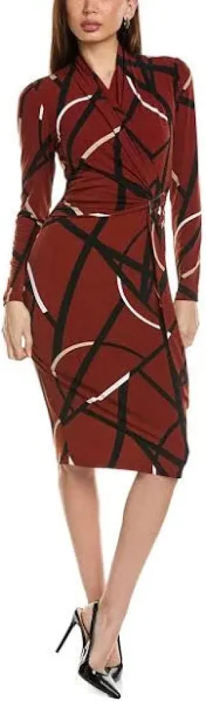Silky Knit Abstract Print Wrap Dress 243319