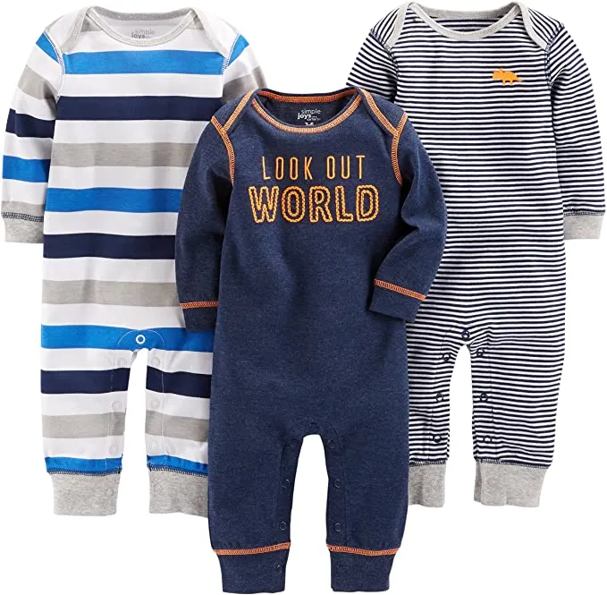 Simple Joys by Carter's Baby Boys' 3-Pack Jumpsuits, Sz 12 Months!