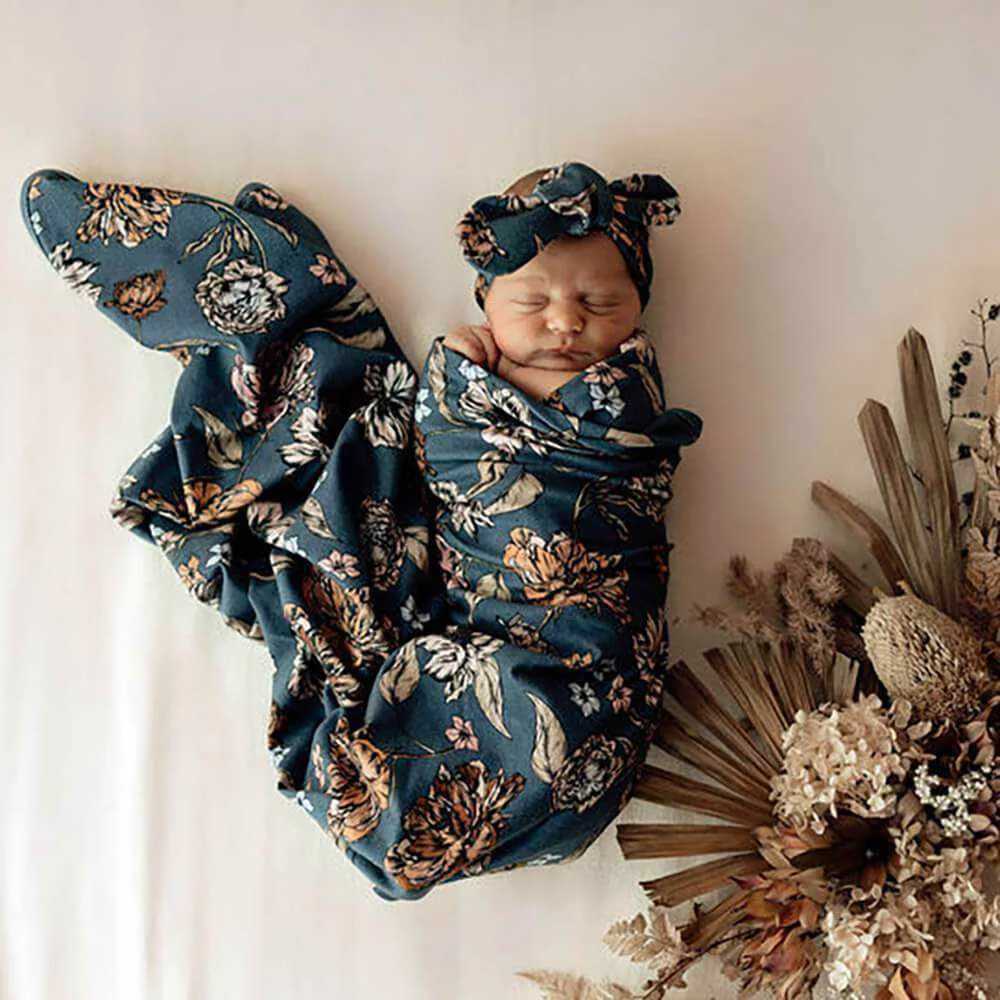 Snuggle Hunny Belle Jersey Wrap & Headband Set