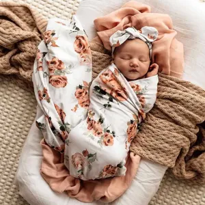 Snuggle Hunny Rosebud Jersey Wrap & Headband Set