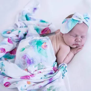 Snuggle Hunny Sweet Petal Jersey Wrap & Headband Set