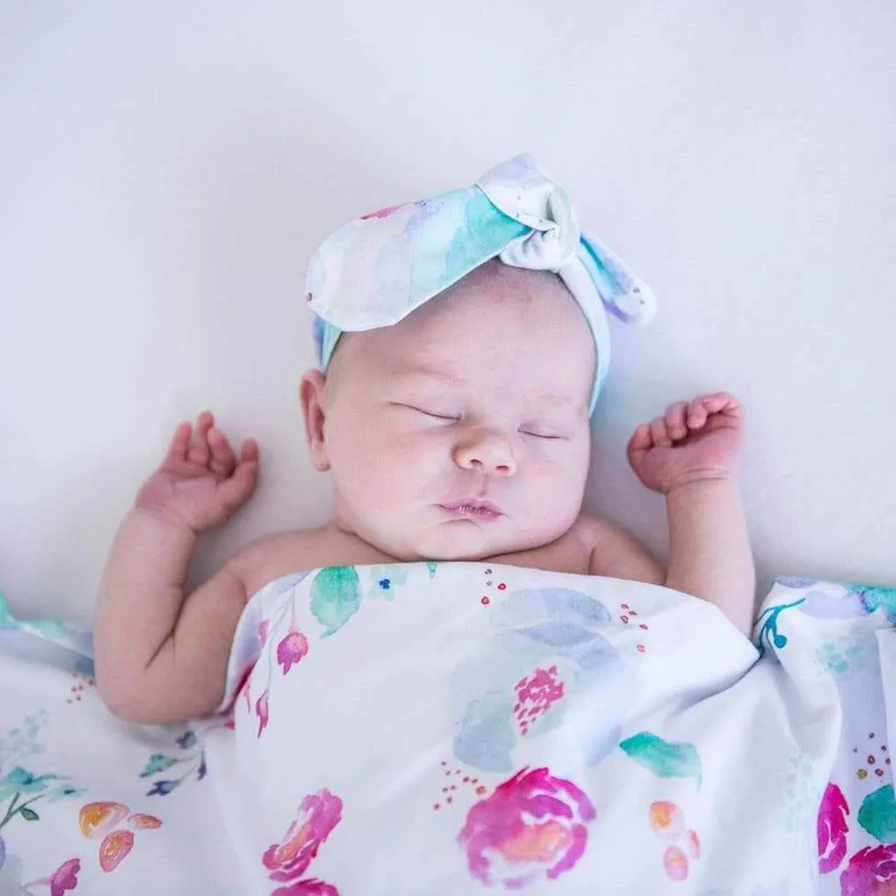 Snuggle Hunny Sweet Petal Jersey Wrap & Headband Set