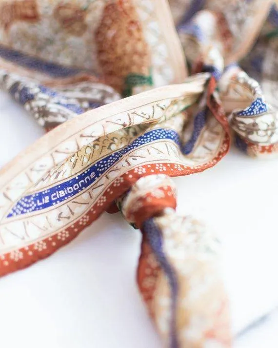 Soft Floral Design Head Scarf Sash Geometric Shapes