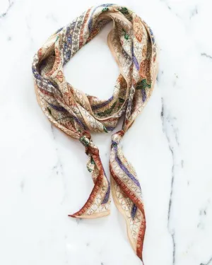 Soft Floral Design Head Scarf Sash Geometric Shapes